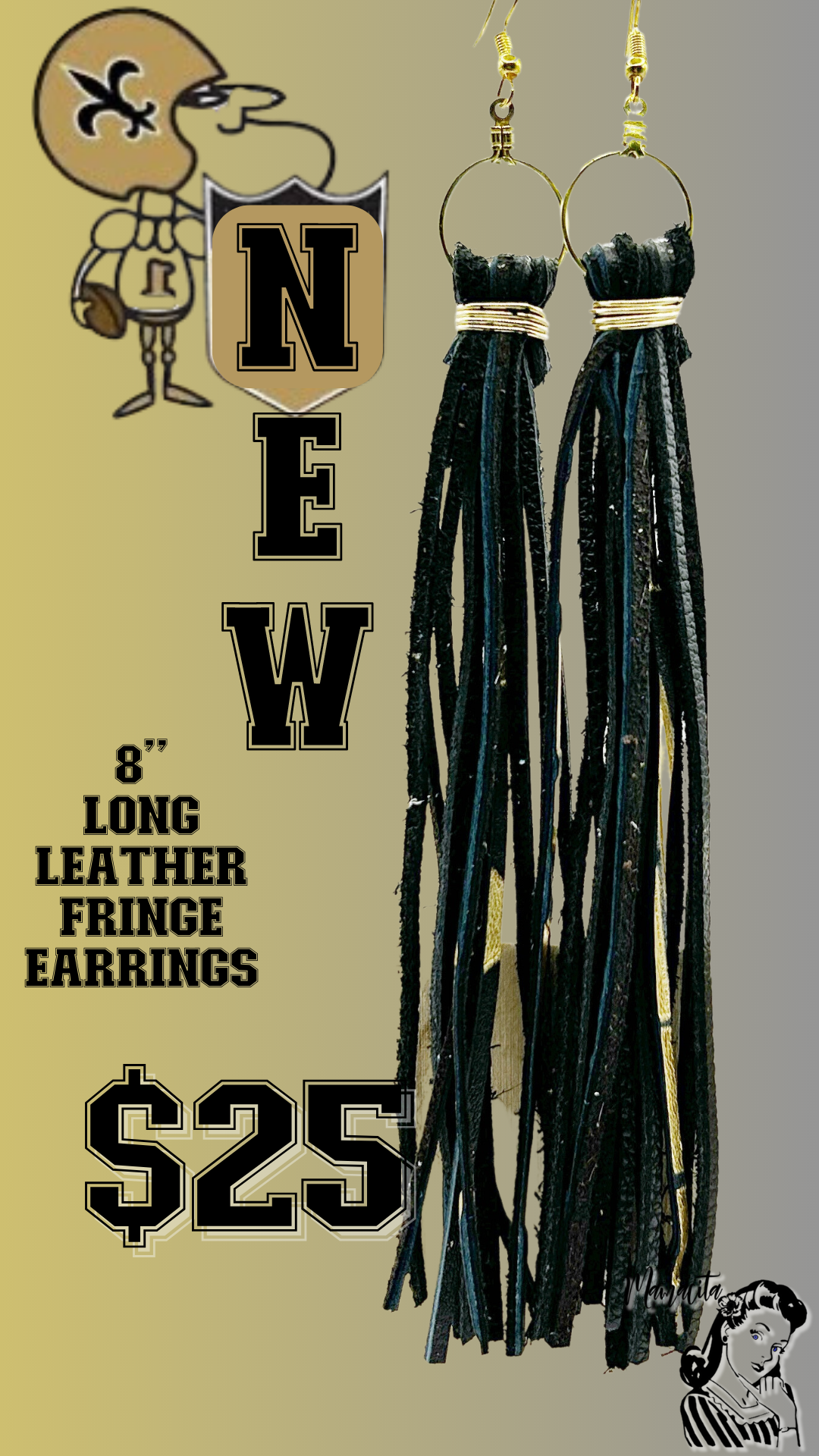 Black and Gold Long Fringe Earrings