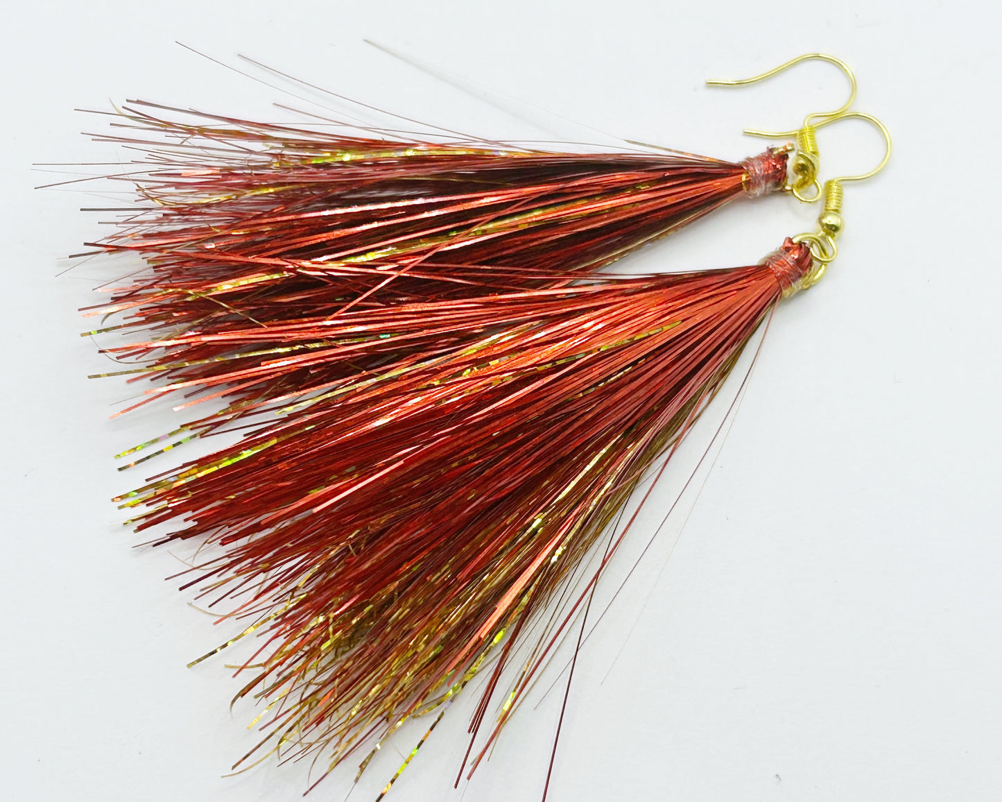 Brother Martin Red and Gold Tinsel Earrings