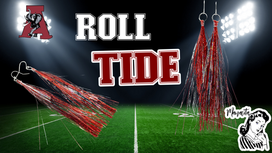 Alabama Roll Tide Red and Silver Tinsel Earrings