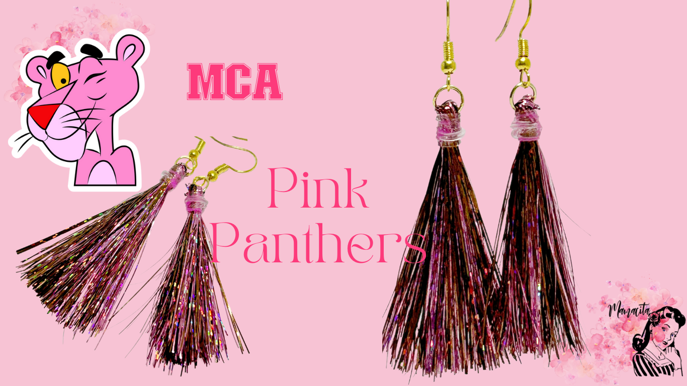 MCA Pink Panthers Tinsel Earrings