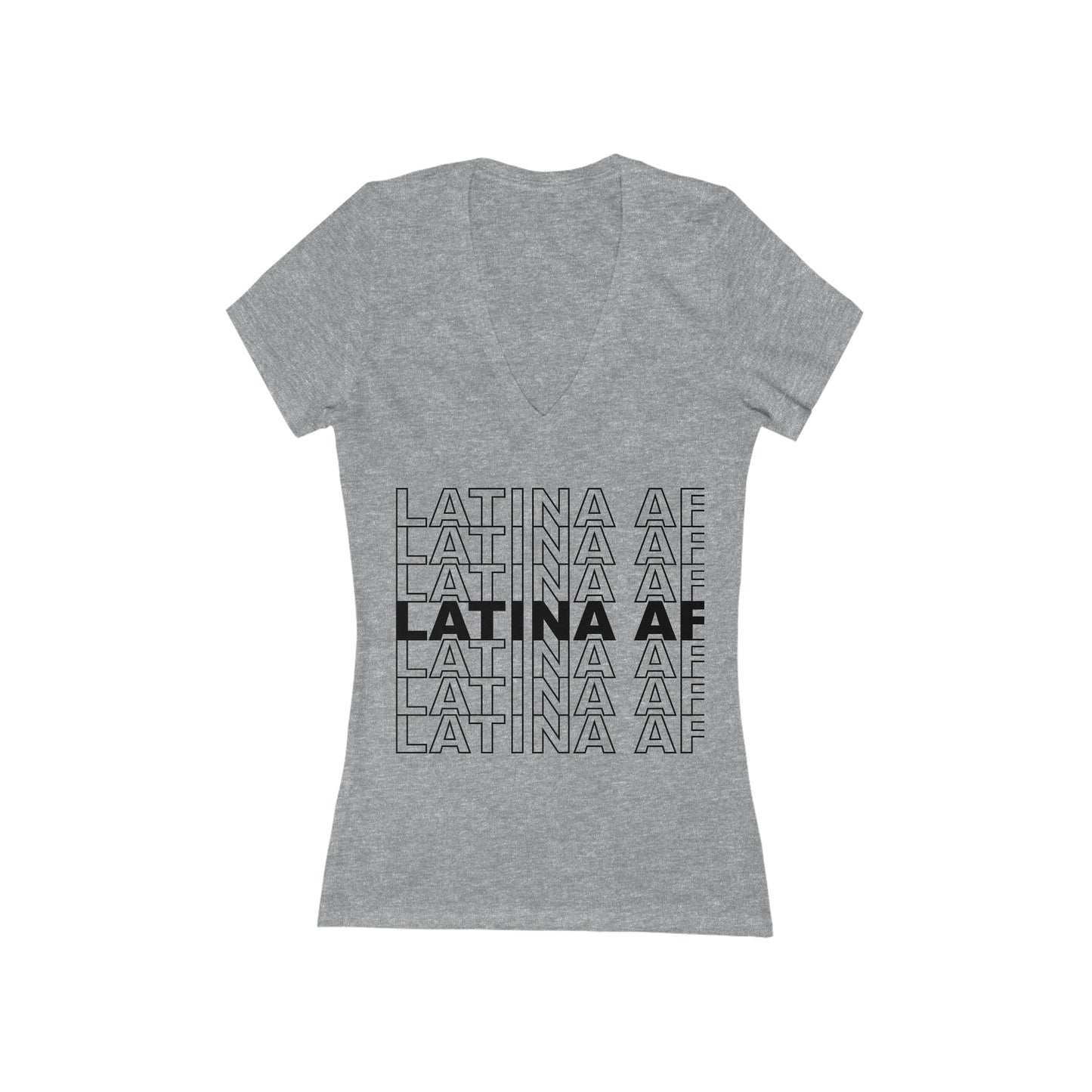 Latina AF (Black Ink) Women's Jersey Short Sleeve Deep V-Neck Tee