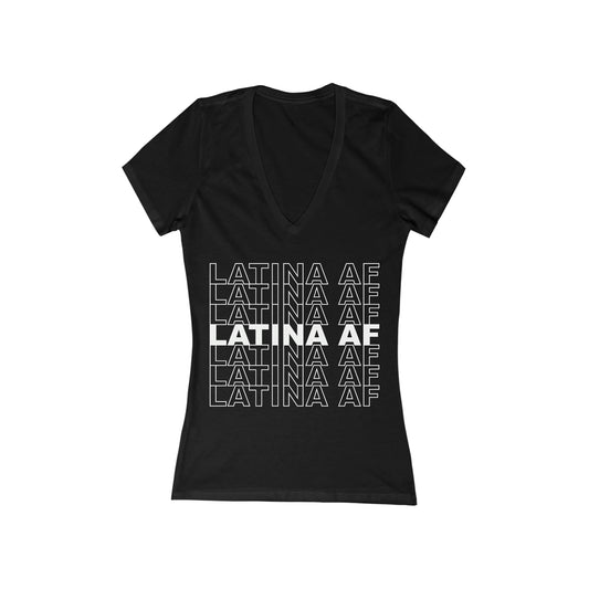 Latina AF Women's Jersey Short Sleeve Deep V-Neck Tee