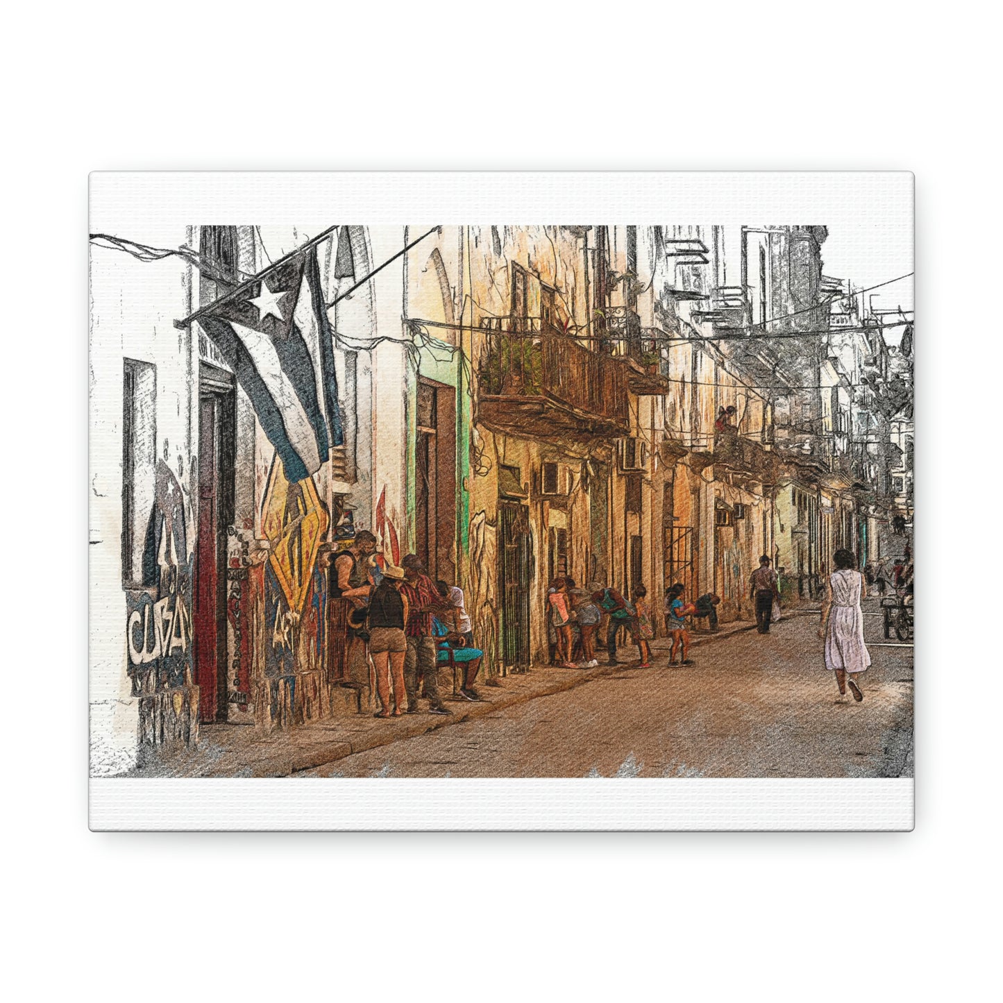 Retro Cuban Alley Canvas Gallery Wraps