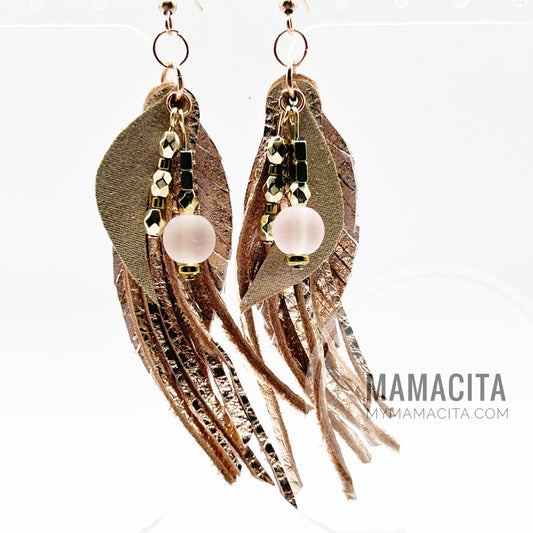 Baby Pink Layered Feather Post Earrings