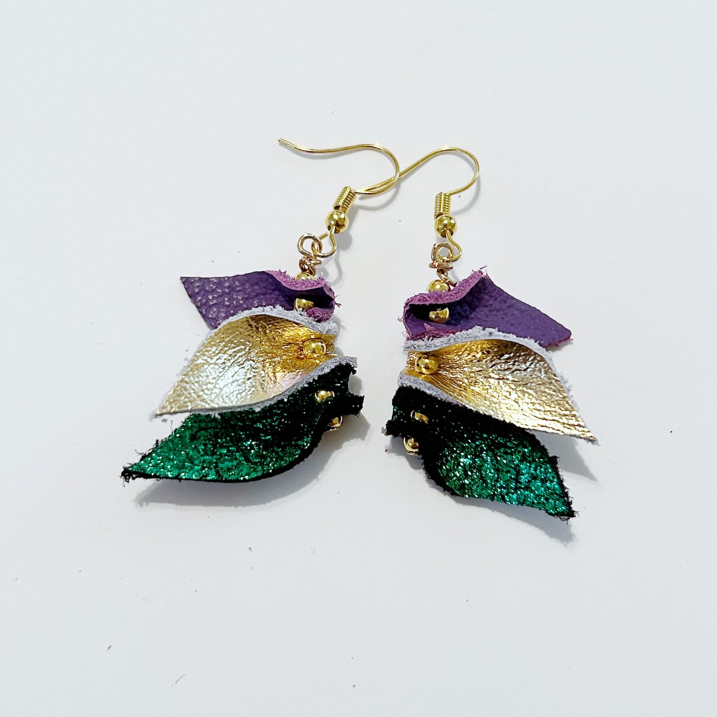 Mardi Gras Petal Dangle Earrings