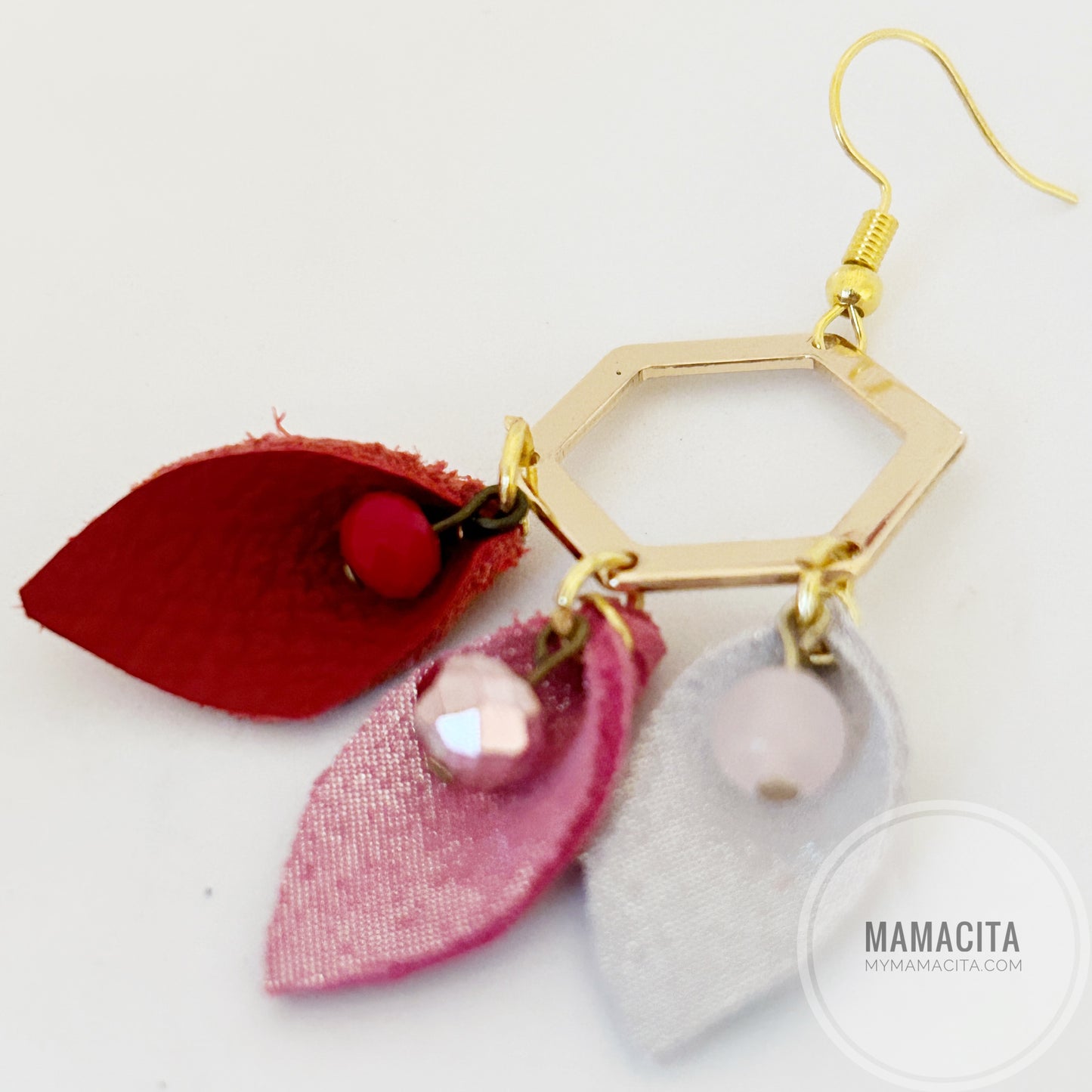 Hexagon Valentine Petal Earrings