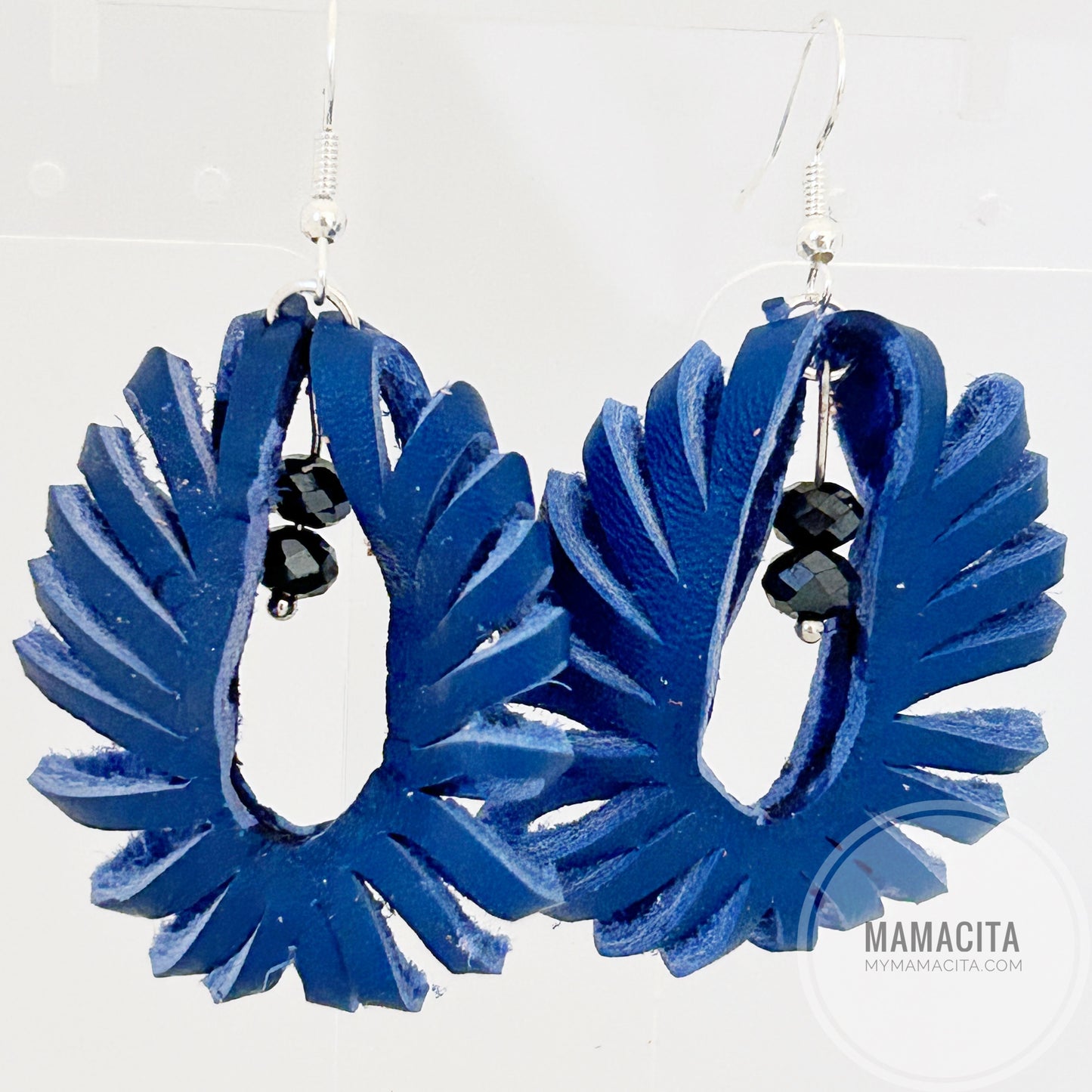 Sculptured Leather and Beaded Earrings - Choose your Color