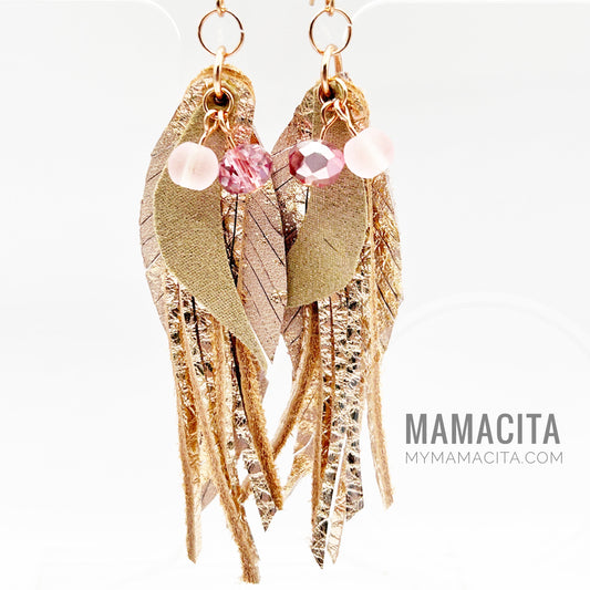 Baby Pink Bonus Layered Feather Post Earrings