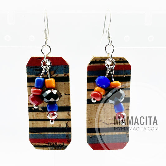 Striped Style Solid Rectangle Beaded Earrings