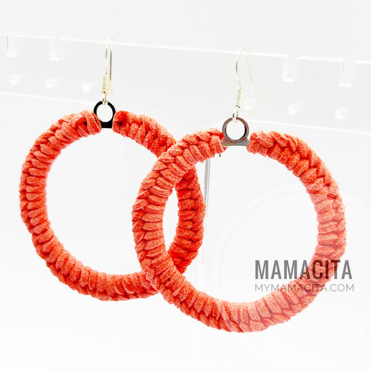 Salmon Leather Cord Braided Earrings
