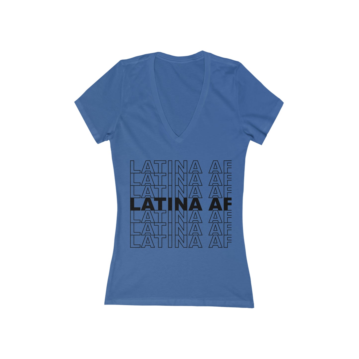 Latina AF (Black Ink) Women's Jersey Short Sleeve Deep V-Neck Tee