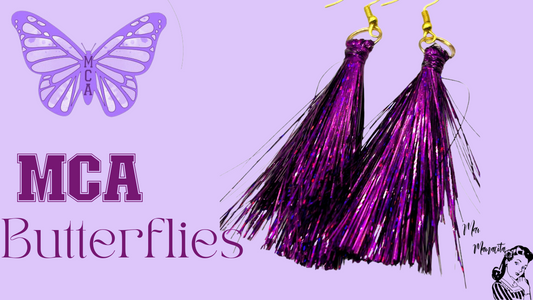 MCA Butterflies Purple Tinsel Earrings