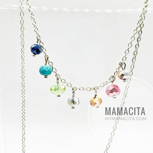 Rainbow Dangle Bead Necklace